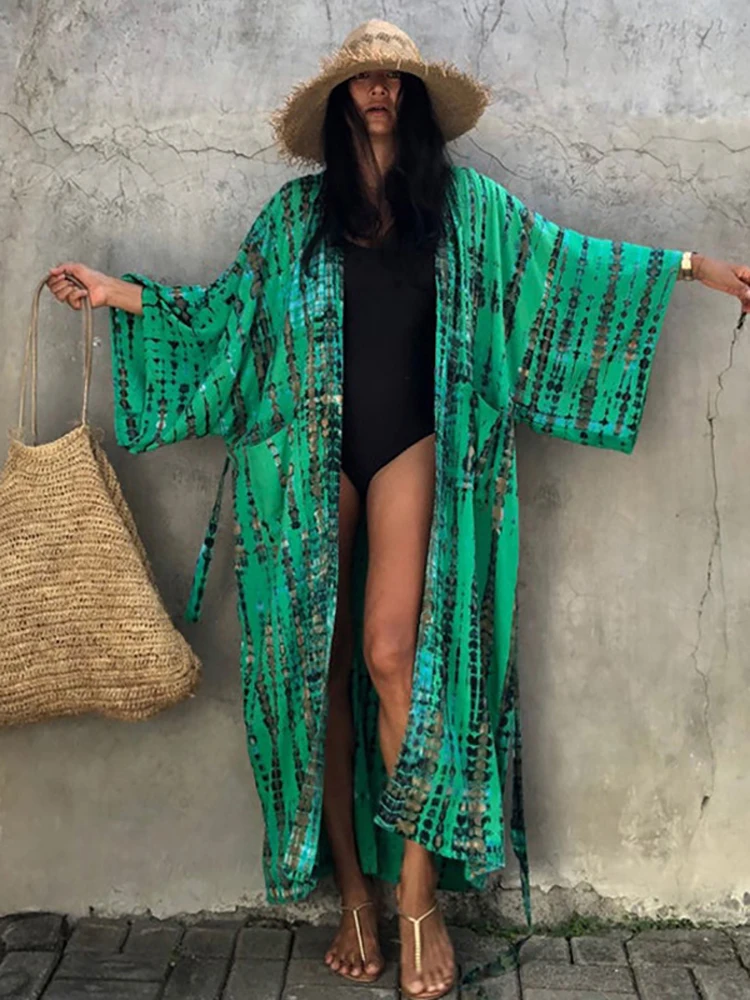 

Elegant Snake Print Oversize Beach Cover Up Swimwear 2022 Summer Vintage Kimono Bohemian Holiday Long Cardigan Outing New