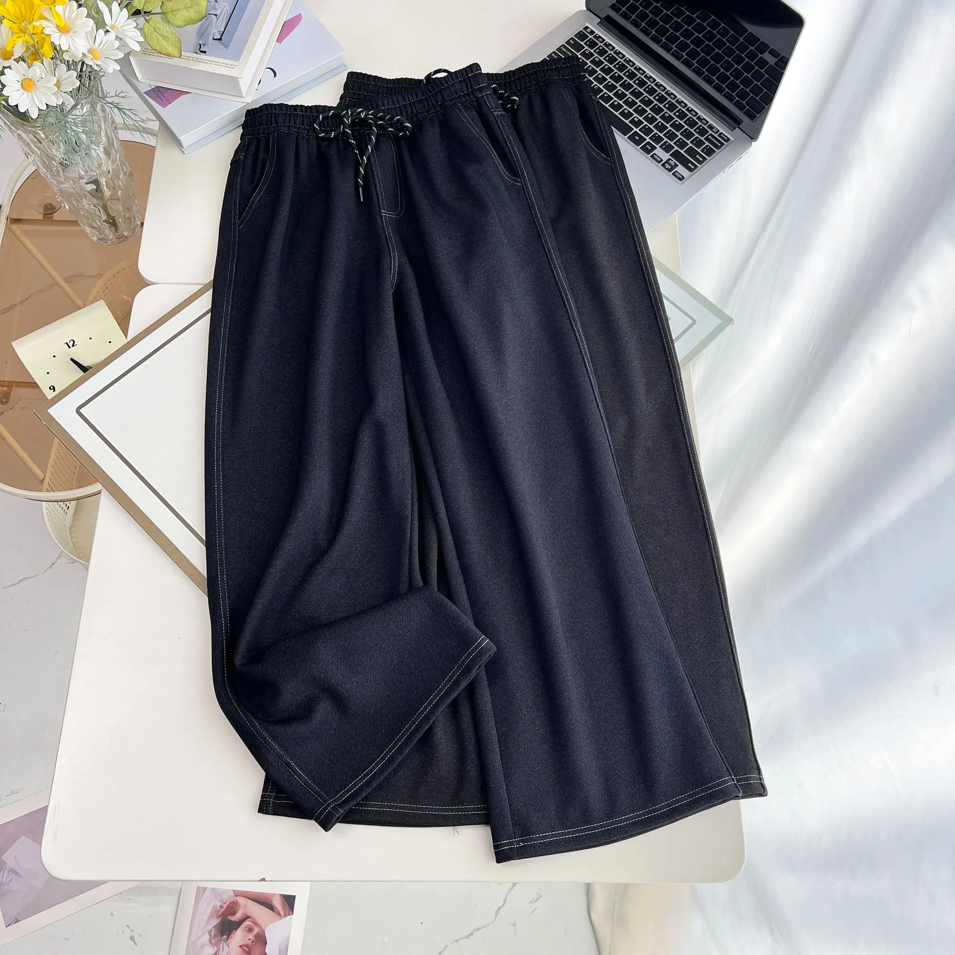 XXXXL Fashion Plus Size Women's Jeans Autumn New Casual Straight Leg Soft Long Pants 641