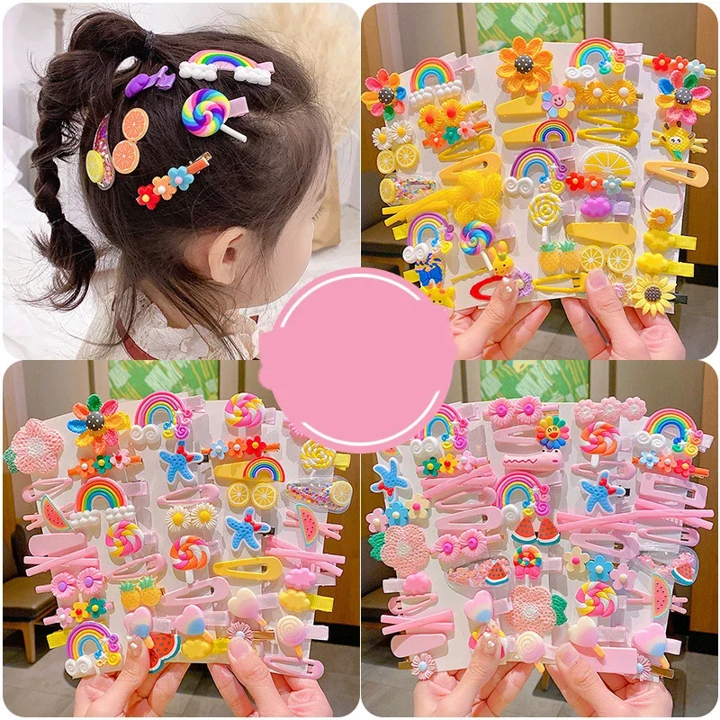 14-28-42-70Pcs Cartoon Baby Hair Clip Set Flower Fruit Baby Girl Barrettes Bangs Hairpins Kids Hair Accessories hair accessories,hair clips