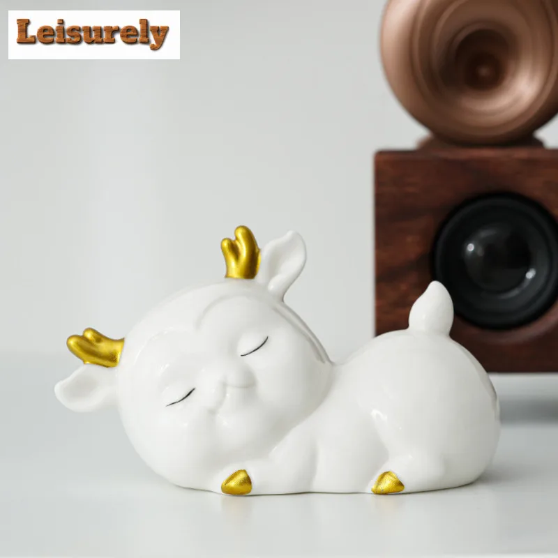 Gold Drawing Cute Deer Treasure Tea Pet Boutique Tea Sculpture Tea Figurine Play Toys Tea Statue Ornaments Can Be Raised Cha