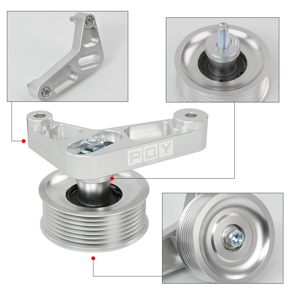 Hypertune Adjustable EP3 Pulley Kit for Honda 8th 9th Civic K20 & K24 Engines with Auto Tensioner Keep A/C Installed CPY01