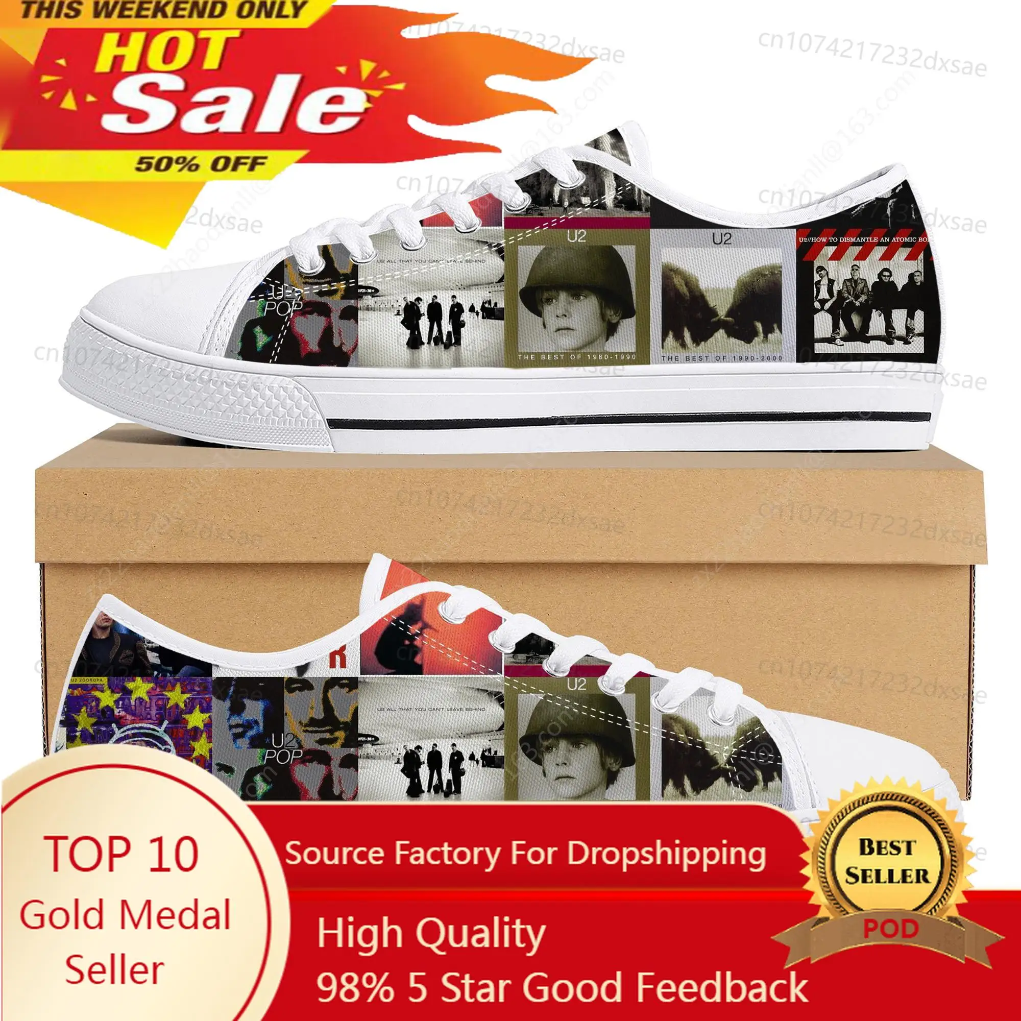 

U2 Rock Band Fashion punk Low Top High Quality Sneakers Mens Women Teenager Canvas Sneaker Casual Couple Shoes Custom Shoes