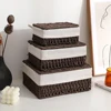 3PCS Rattan Woven Laundry Basket Cosmetic Jewelry Storage Basket Fabric Artly Handcrafted Three-Piece Set for Items 4