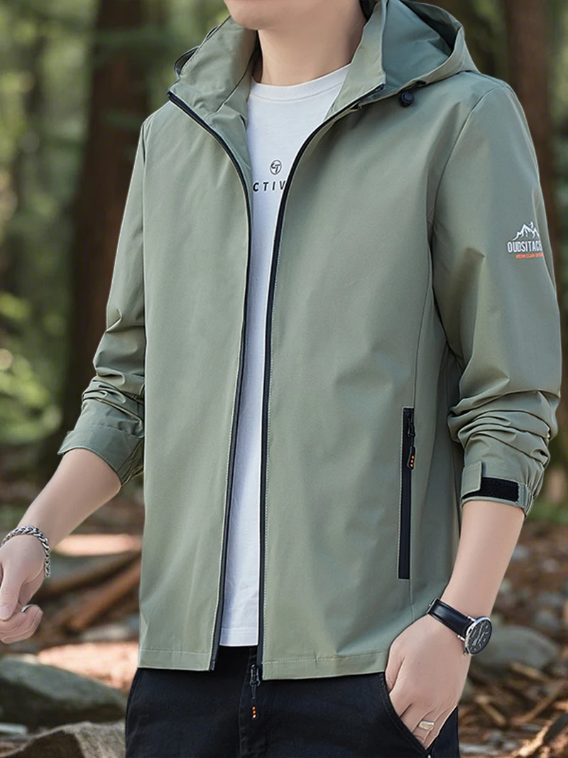 Men's Jackets Outdoor Waterproof Softshell Jacket Hood Men Hiking Camping Outerwear Lightweight Coats Spring and Autumn Hiking Jackets Waterproof Hiking Jackets Waterproof Jacket Waterproof Coats Softshell Jackets