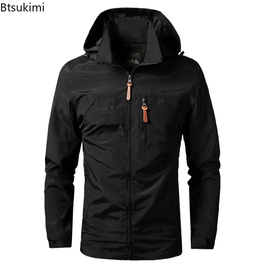 Outdoor Jackets Men Spring Autumn Fashion Casual Hooded Coats Men Hiking Camping Sports Waterproof Windbreaker Oversized Jackets - 3