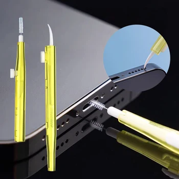 Kit di Pulizia 2-in-1 per Telefono, Spazzola Morbida e Gancio per Rimozione Polvere, Strumento di Pulizia per Porte Smartphone, Auricolari e Cuffie