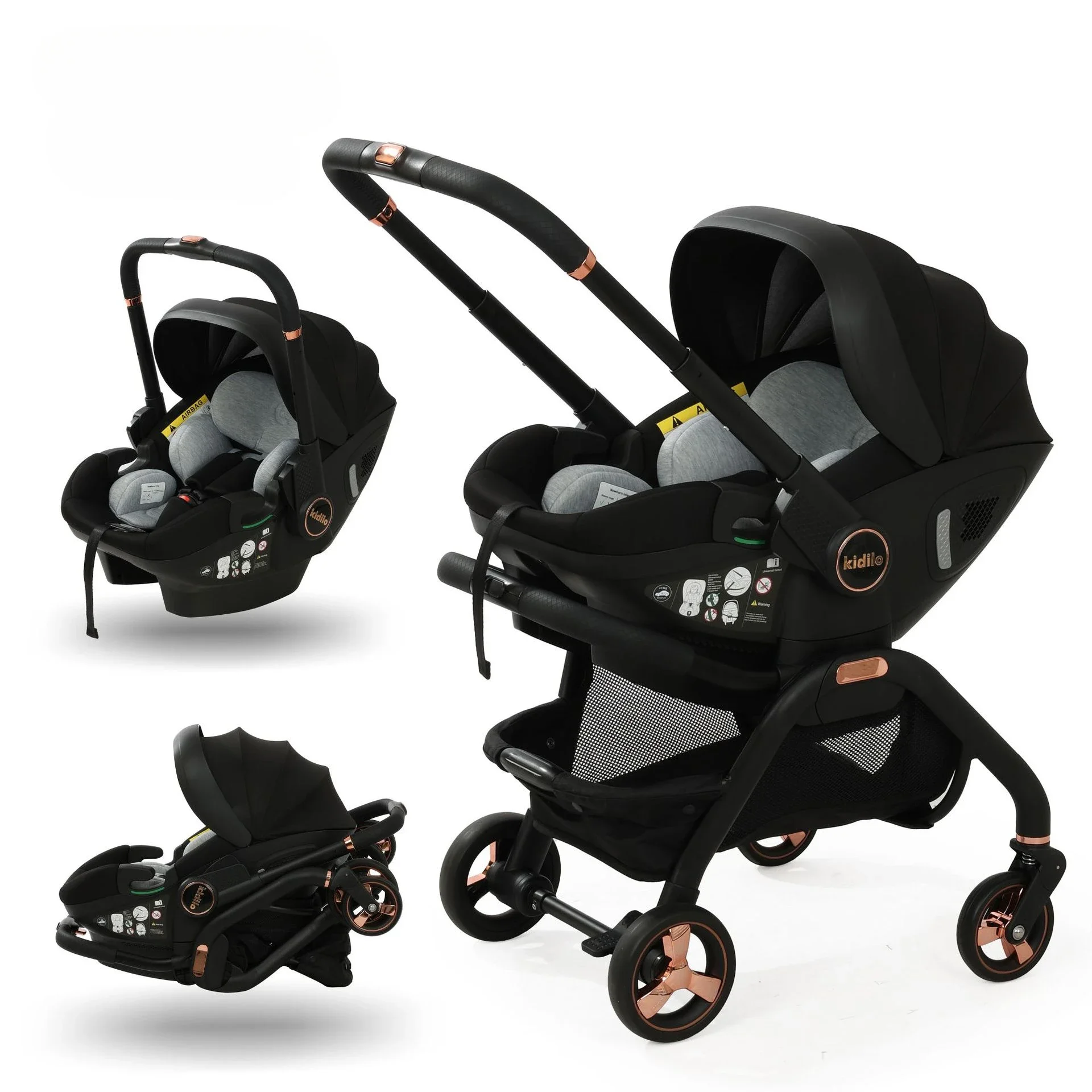 3-in-1 baby safety stroller two-way newborn baby safety seat portable 3-in-1 stroller for ages 0-2 years old