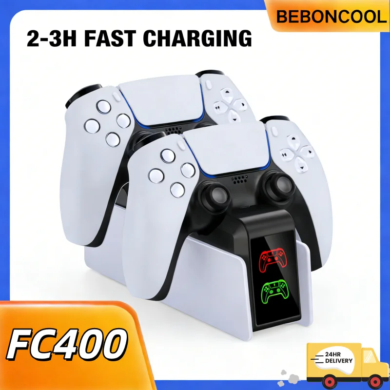 Baboncool controlador estação de carregamento para playstation 5 duplo carregador rápido indicador led suporte carregamento para ps5 gamepad
