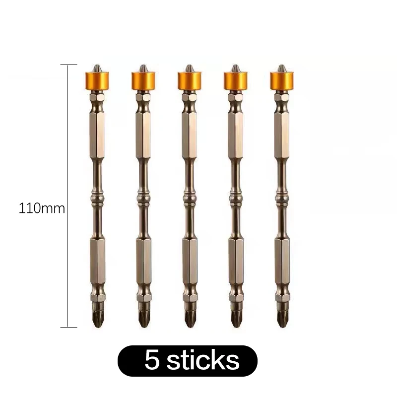 

5Pcs Magnetic Screwdriver Bits S2 Alloy PH2 Phillips Single Head Anti-Slip 1/4 Inch Hex Shank Drywall Electric Screwdriver Tools