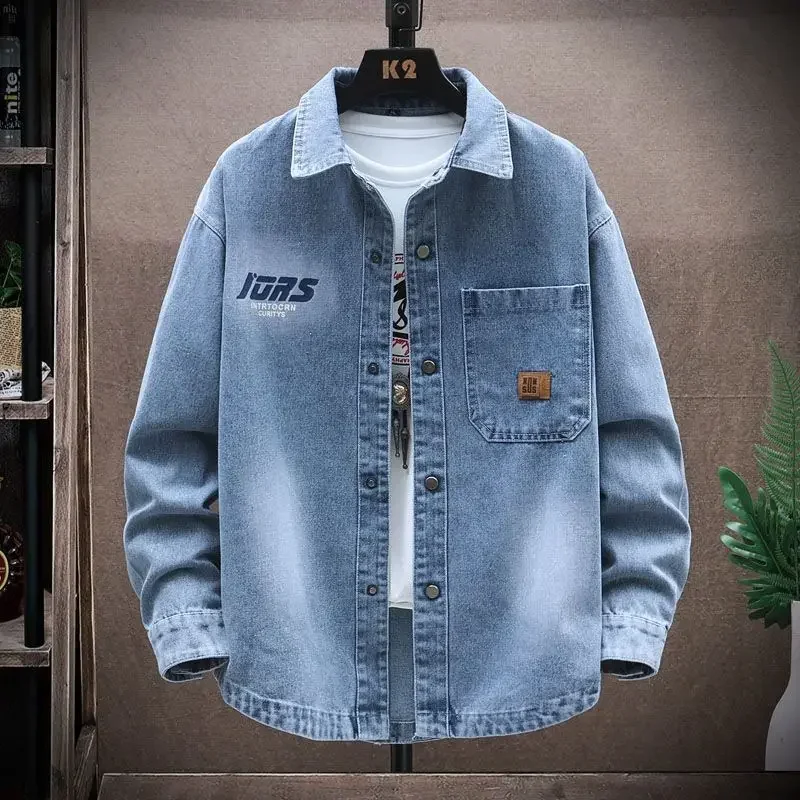 

Denim Jackets Man Autumn with Print Shirt Jeans Coat for Men Cheap Price Stylish Aesthetic Fast Delvery G Joker Menswear New In