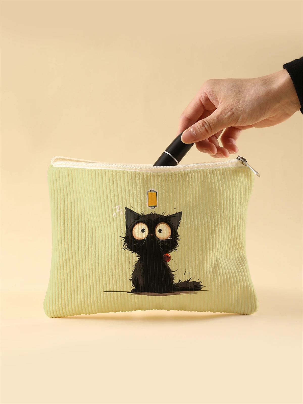 Corduroy Travel Cosmetic Bag Portable Makeup Storage Bag Purses Women Large Capacity Zipper Make Up Organizer Storage Clutch