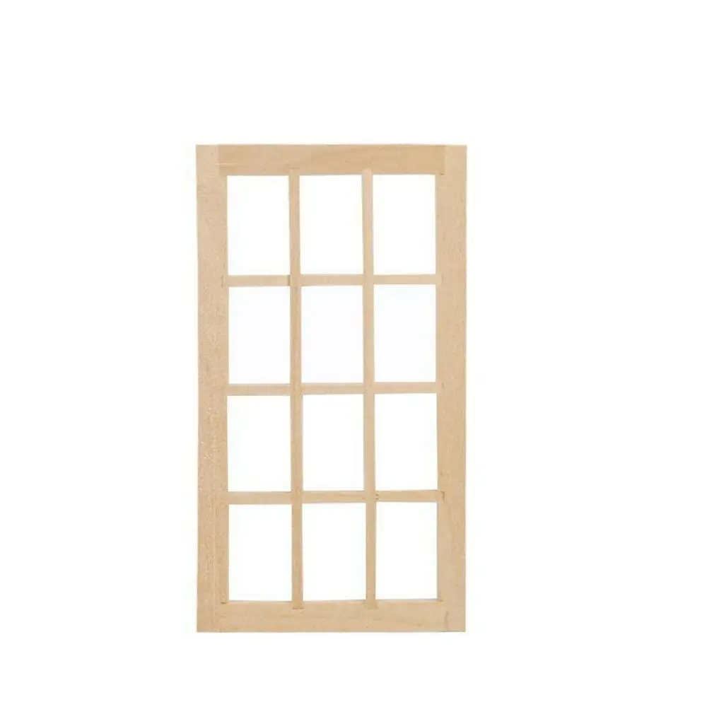 1:12 Dollhouse Mini Blank Door Model Wooden Window Frame Square Windows Can Be Opened Miniature For Doll House Furniture Toys