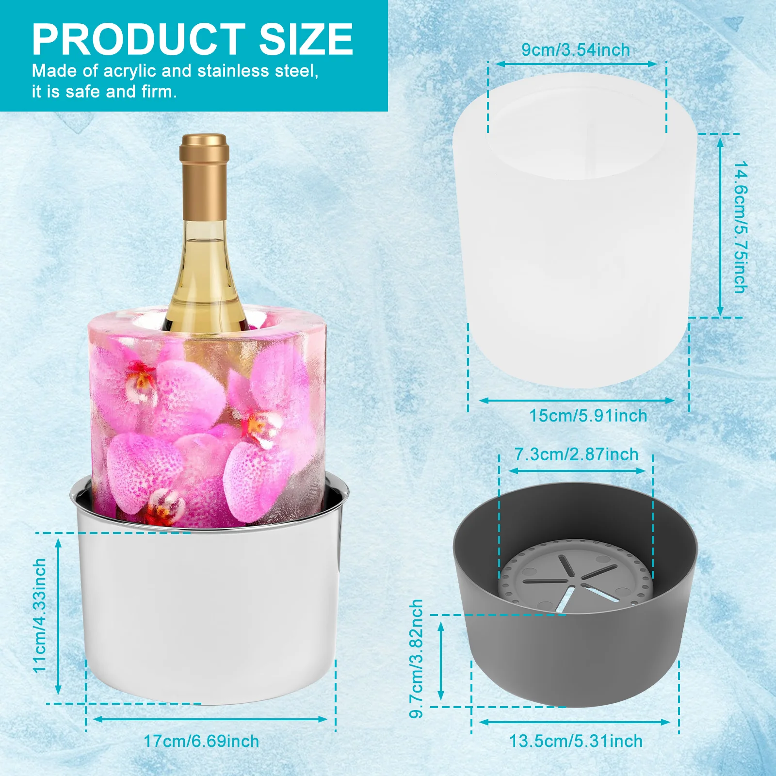 Champagne Ice Mold Bucket DIY Flower Ice Bucket Mold Practical Wine Bottle Chiller Versatile DIY