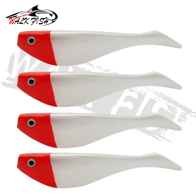 WALK FISH 4pcs Soft Lure 3D Eyes Red White T Tail 10.5cm 7.8g Wobbler  Silicone Bait Sea Worm Swim bait Streamer Silicone Lure - AliExpress