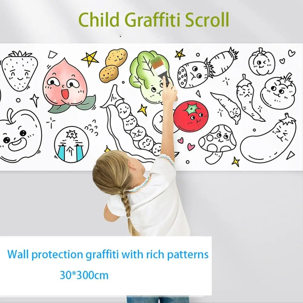 

Художественная настенная наклейка, акварельная бумага, пустые страницы для раскрашивания, детский рулон для рисования, цветная наклейка, детский свиток для рисования