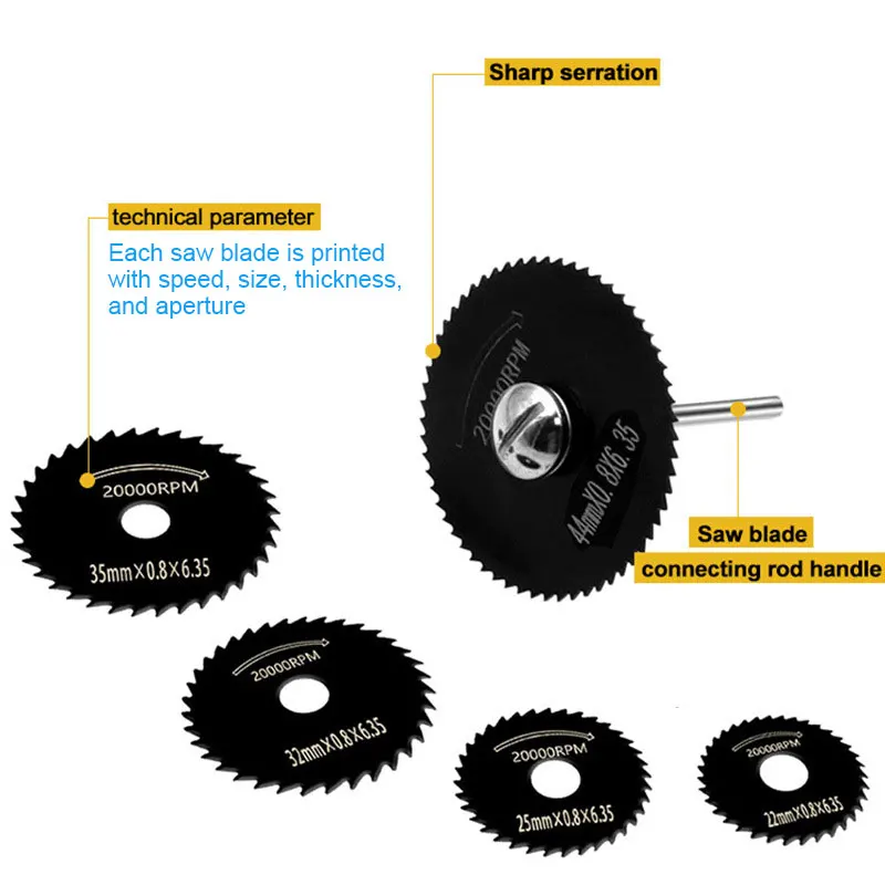 

6/7Pcs HSS Circular Saw Blade High Speed Steel Woodworking Cutting Discs for Woodworking Rotary Tool