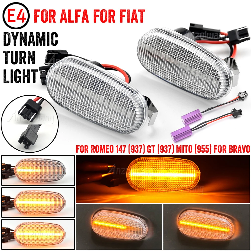 

Smoke Dynamic LED Side Marker Fender Indicator Light For Alfa Romeo GT 147 937 MiTo 955 Fiat Bravo 198 Hatchback Siganl Lamp