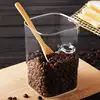 Japanese Style Square Glass Sealed Storage Jar with Wooden Spoon Seasoning Box Coffee Bean Cans Household Milk Powder Tea Cans 3
