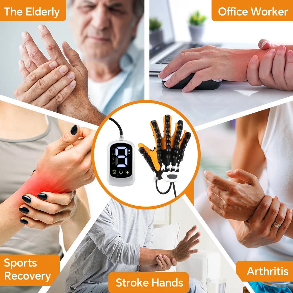 Rechargeable Smart Robot Glove for Hand Rehabilitation Post-Stroke Brain Hemorrhage Finger Hand Exercise Equipment