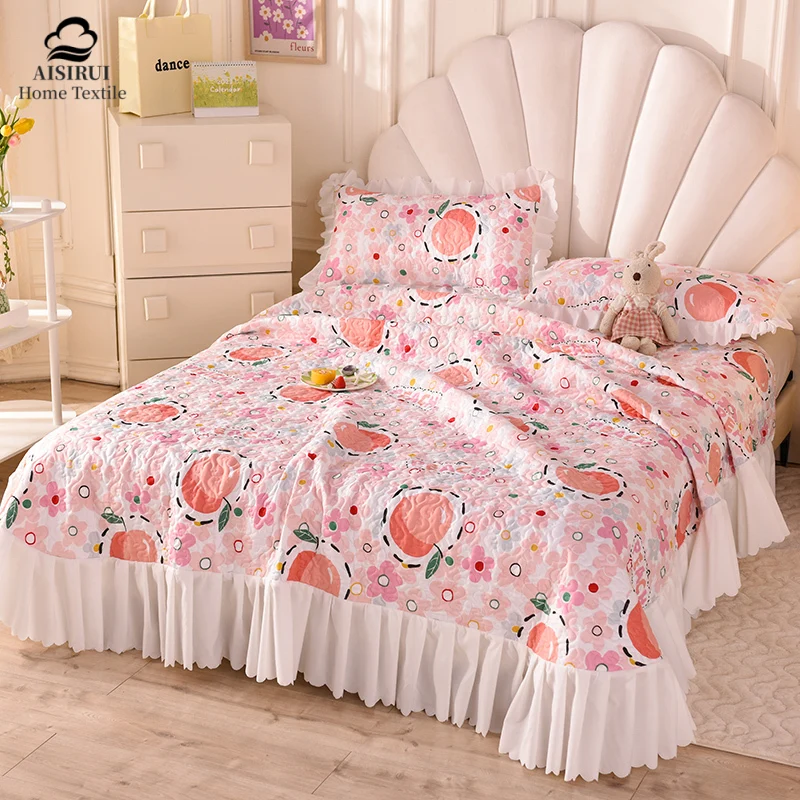 

AISIRUI Bed Skirt Dust Cover Bed Apron Non-slip Cover for Girls Bedspreads Double Covers Bedspread The Beds King Size Sheet 1Pc