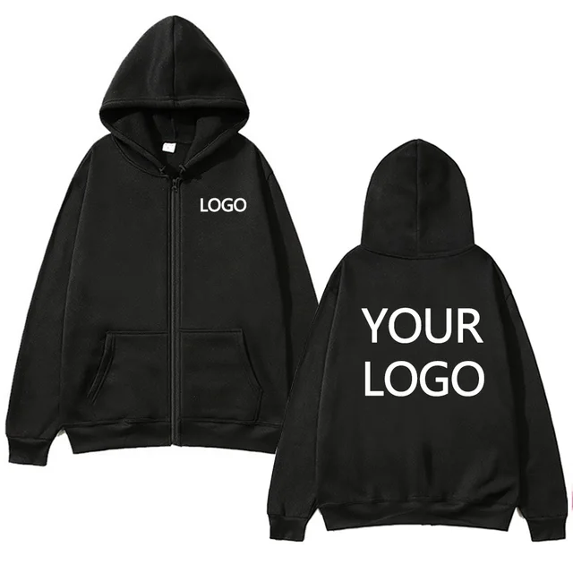 DIY Personalised customised logo, men's street hoodie, zip front sports sweatshirt, women's casual knitted hoodie, couple's gift 1