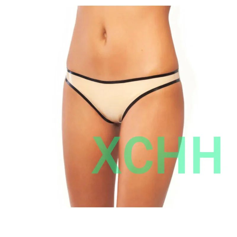 

Sexy Women Latex Briefs Purple with Black trim Thong Fetish Rubber G-Strings