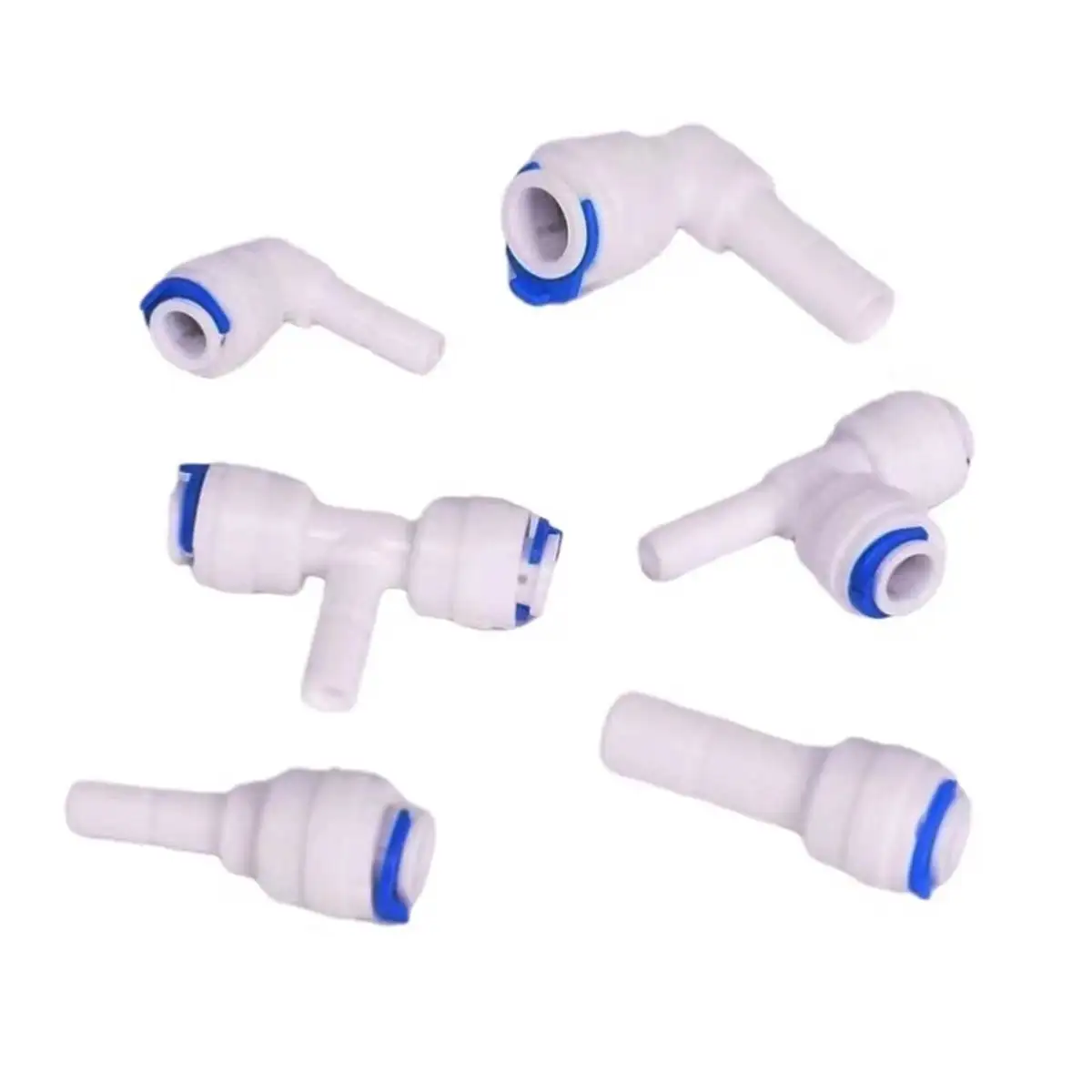 Fit for 1/4" 3/8" OD Tube Pushfit 1/4" 3/8" Plug End Cap Elbow Tee Connector Fitting Aquarium Reverse Osmosis RO Water Dispenser