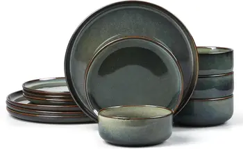 12-Piece Stoneware Dinnerware Set for 4 1