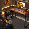 L Shaped Computer Desk with Reversible Shelves, Gaming Desk Study Writing Desk for Home Office Bedroom Small Space 1