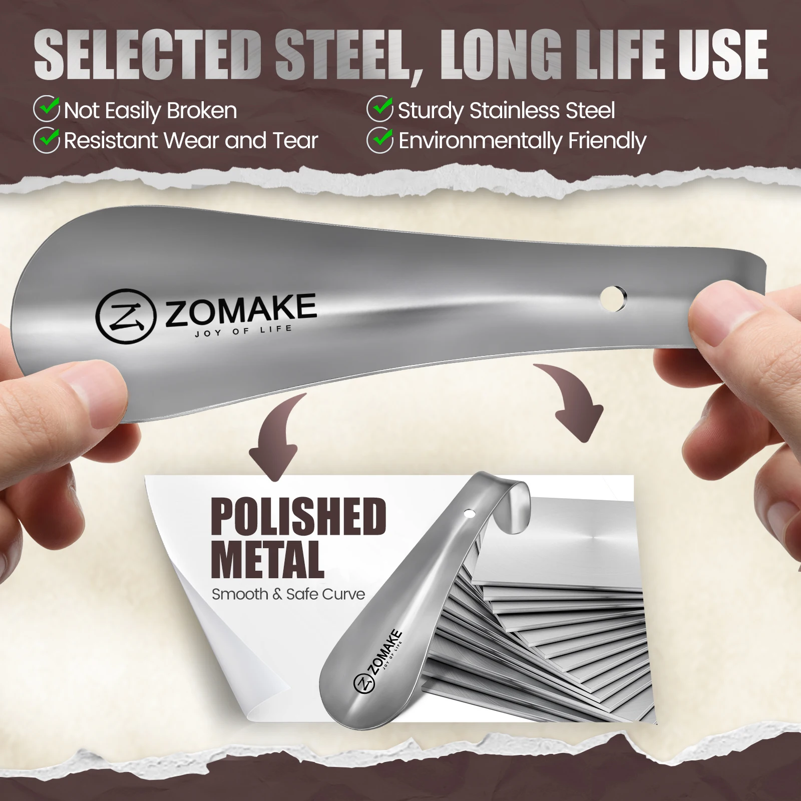 ZOMAKE Metal Shoe Horn Shoehorn Helper for Boots Flexible Lifter Spoon Professional Aid Tool Shoe Accessories Best Sellers In Shoes