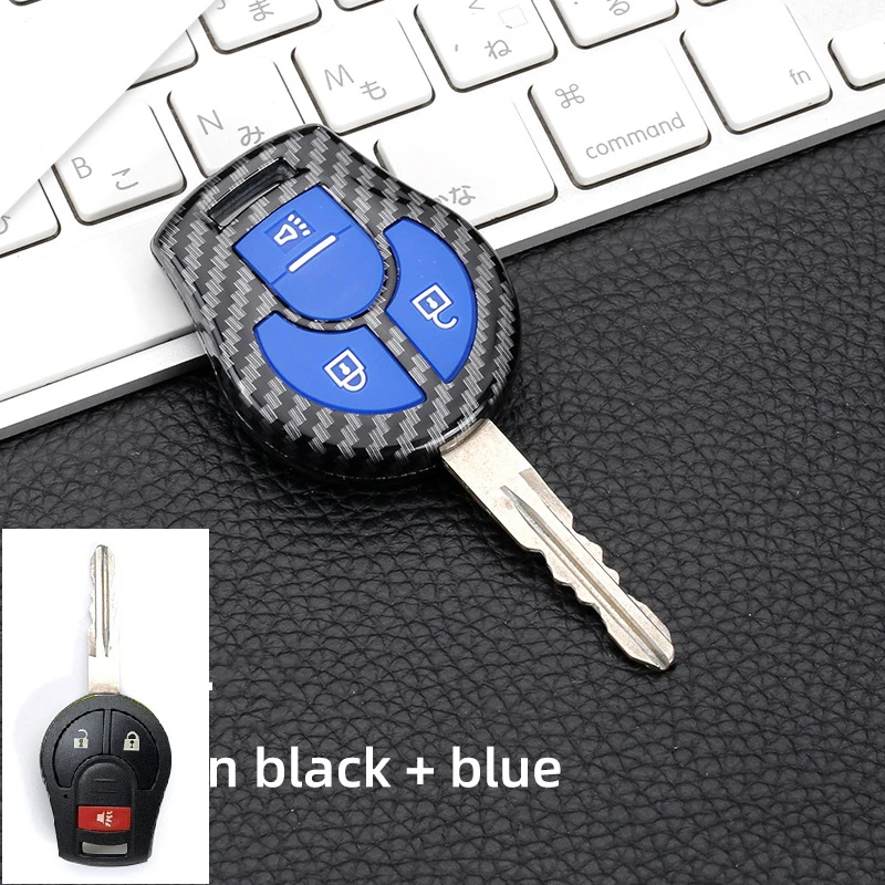 Car Key Shell Carbon Fiber ABS Remote Car Key Case Silicone Full Cover For Nissan Juke March Qashqai Sunny Sylphy Tiida X-Trail