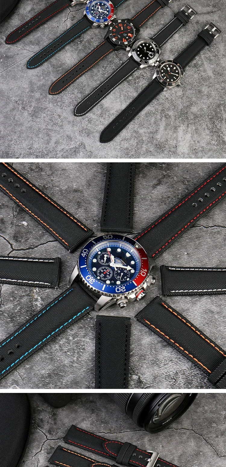20mm 21mm 22mm 23mm 24mm Nylon Leder Armband Für Tag Heuer Citizen Seiko no.5 UHR Männer Frauen Leinwand Stoff Uhrenarmband – Detail 9