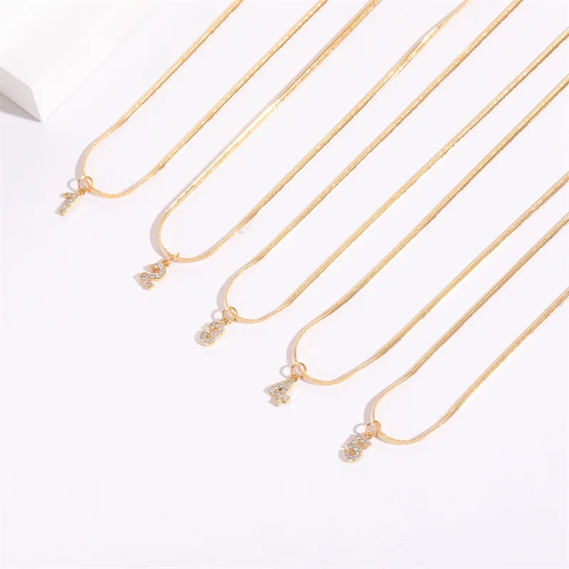 

2023 New Fashion Women Temperament Zircon Inlaid Arabic Numerals 0-9 Snake Bone Chain Necklace Women Sexy Party Necklace Jewerly