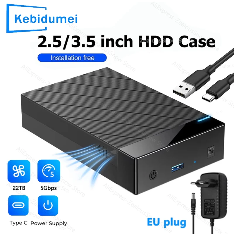KEBIDUMEI 3.5인치 2.5인치 하드 디스크 인클로저 SATA HDD 인..