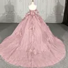 Quinceanera Dresses Ball Gown Flower Vestidos De 15 Años Pink beading Sequined DY9989 Lace Evening Party Dress 2022 Bar Mitzv 2