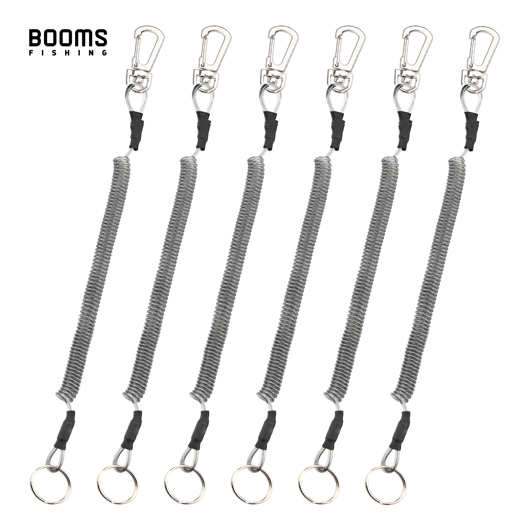 Description Picture 2 of itemBooms Fishing T4 Coiled Lanyard or Safety Rope Wire Steel Camping Secure Pliers Lip Grips 1.5m Max Stretch Fishing Tools