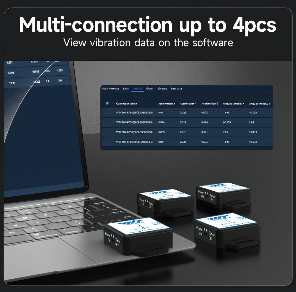WitMotion WTVB01-BT50 Bluetooth 50m 다중 연결 진동 센서, 3축 진동 변위 + 속도 + 진폭 + 각도