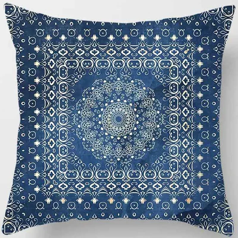 Home Decor Blue themed Patterns: Abstract & Nature Designs Pattern Cushion Cover Suitable for Sofa Bedroom Car Pillow Cover 5