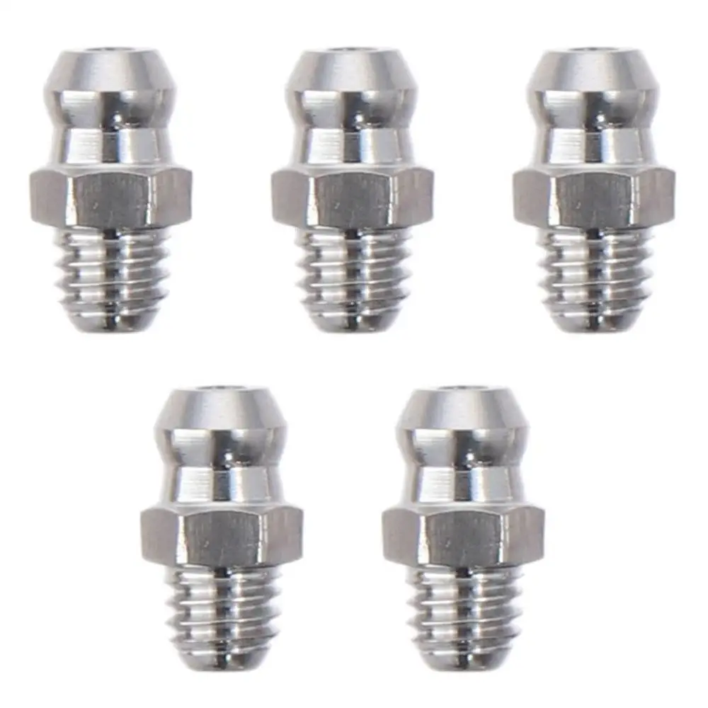 Stainless Steel Straight Grease Fitting M8 x 1mm Thread Silver Hydraulic Grease Nipple M10 x 1mm Thread M6 for stainless steel grease nipple 10pcs