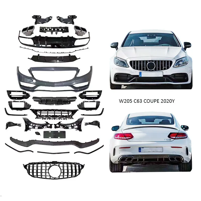 

2014-19y C class 2 doors W205 old car upgrade to new C63 C43 coupe sport car body kits auto body parts front bumper grille