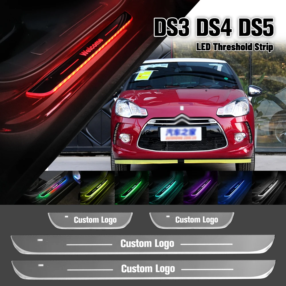 

For Citroen DS3 DS4 DS5 2009-2018 Car Door Sill Light Customized Logo LED 2013 2015 2016Welcome Threshold Pedal Lamp Accessories