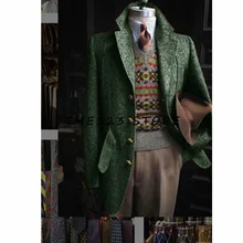  Vintage Business Men Suits Slim Fit Tweed Woolen Tuxedo Groom Suits For Men Wedding Notch Lapel Jacket Male Blazer 
