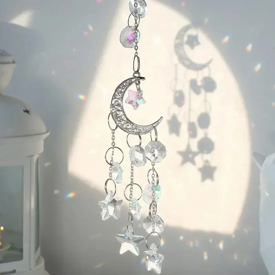 Outdoor New Arrival Nordic Style Exquisite Multicolor Moon Crystal Pendant Indoor Crystal Bedroom Living Room Decoration Pendant