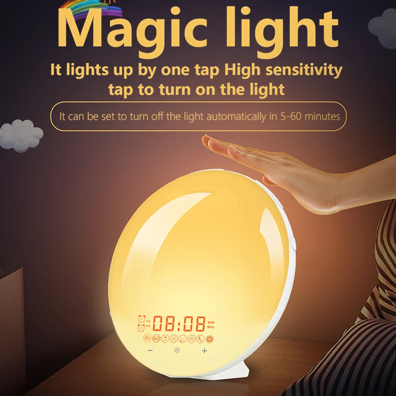 7 Colors WiFi Smart Wake Up Light Workday Alarm Clock Simulate Sunrise