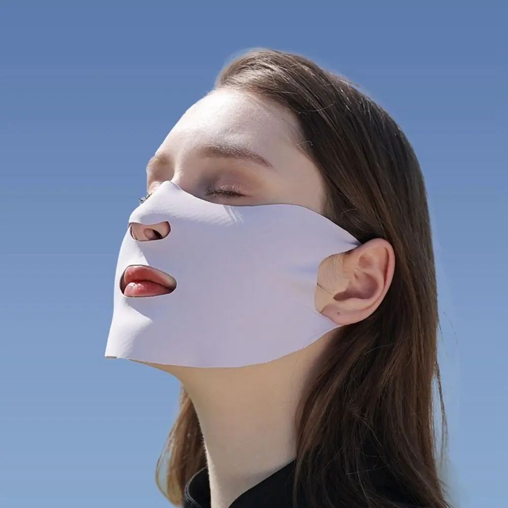 

Solid Color Outdoor For Women Sun UV Protection For Men Ice Silk Face Scarf Sunscreen Mask Anti-uv Face Cover Sunscreen Veil