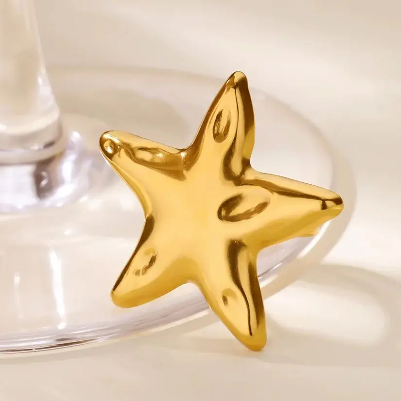 Vintage Stars Rings Adjustable Gold Stainless Steel