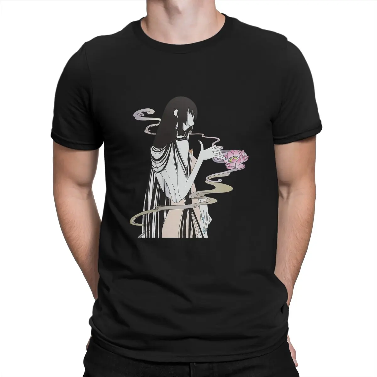 

Men's T-Shirts Lotus Flower Yuuko Fun 100% Cotton Tees Short Sleeve HOLiC Ichihara Yuko T Shirts Crewneck Clothing Original