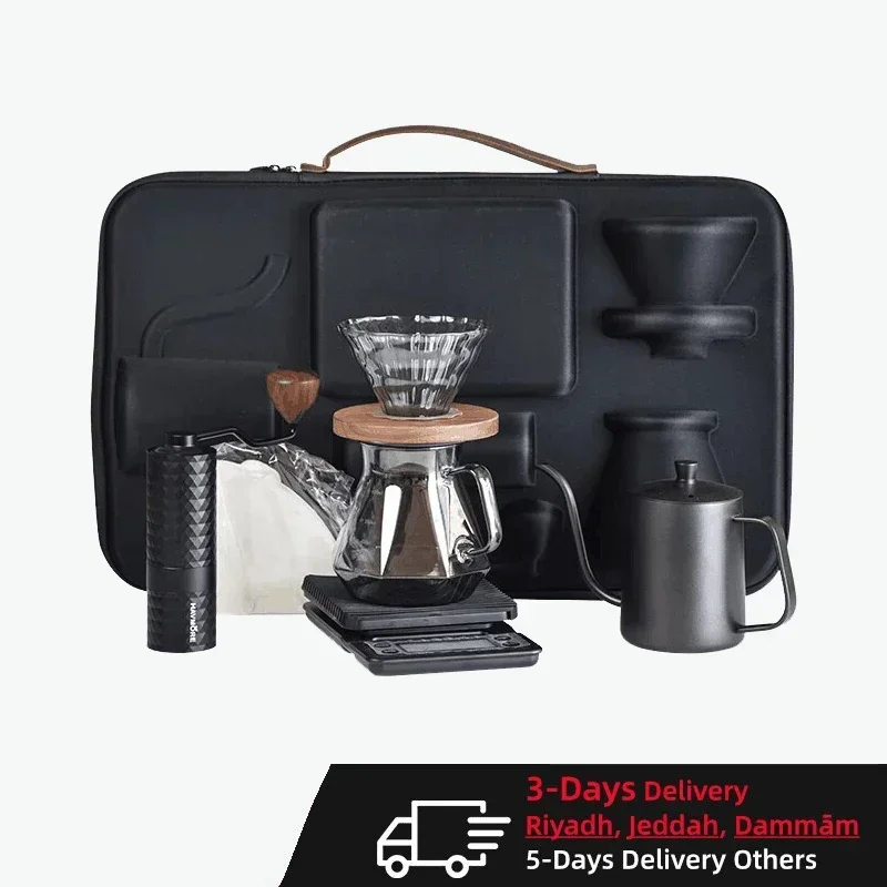 

Outdoor Camping Coffeeware Combination Accessories Travel Coffee Sets with Electronic Scale Ceramics High Quality