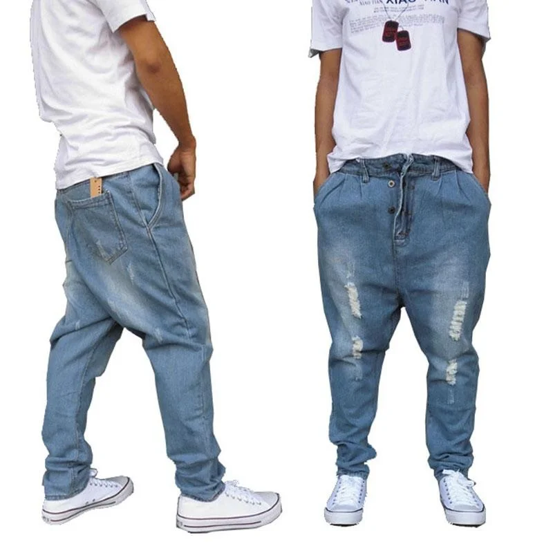 men's Jeans trousers denim twist casual cotton drop crotch slim new WJ-926 