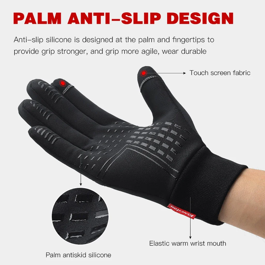 Cycling Gloves Autumn Winter Warm Men's Gloves Outdoor Cycling Sports Waterproof Touch Screen Gloves For Men Women Plush Warm Slip-Proof